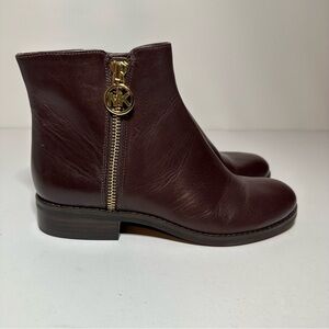 Michael Kors Lainey Flat Bootie Barolo Size 4M Dark Brown Gold (275 Box 31)